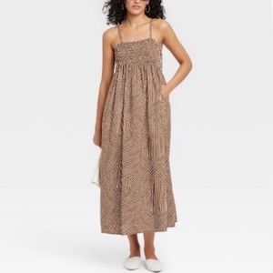 A New Day Brown & White Geometric Pattern Maxi Dress